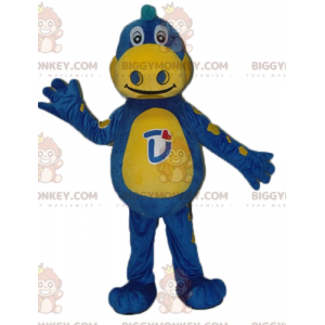 Costume da mascotte BIGGYMONKEY™ del drago blu e giallo Danone