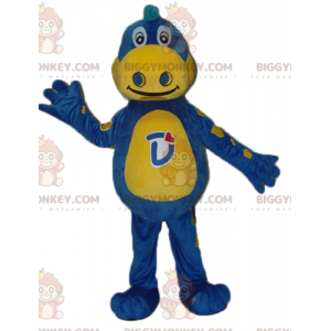 Costume de mascotte BIGGYMONKEY™ de dragon bleu et jaune Danone
