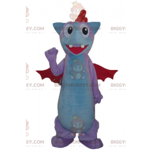 Blue and Red Rose Bat Dragon BIGGYMONKEY™ Mascot Costume -