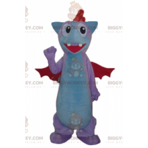 Blue and Red Rose Bat Dragon BIGGYMONKEY™ Mascot Costume -