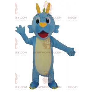 Blue Green and Yellow Dragon Dinosaur BIGGYMONKEY™ Mascot