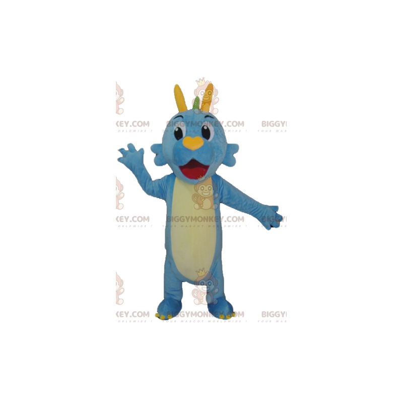 Blue Green and Yellow Dragon Dinosaur BIGGYMONKEY™ Mascot