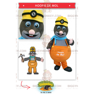 Construction Foreman Gray Mole BIGGYMONKEY™ Mascot Costume -