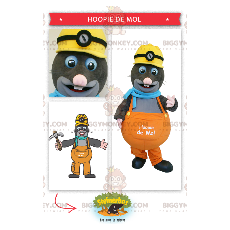Construction Foreman Grey Mole BIGGYMONKEY™ maskotkostume - Skovdyr - BIGGYMONKEY_0303 - BiggyMonkey.com