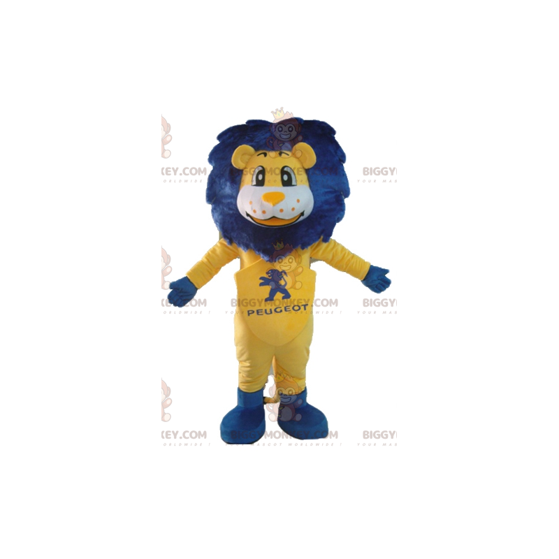 BIGGYMONKEY™ Costume da mascotte Leone bianco e giallo con BIGGYMONKEY™ Costume da mascotte Leone bianco e giallo con
