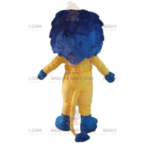 BIGGYMONKEY™ Mascottekostuum Witte en gele leeuw met blauwe