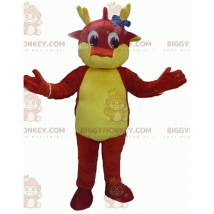 Costume de mascotte BIGGYMONKEY™ de dragon rouge et jaune géant