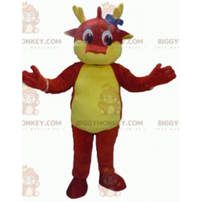 Kostým maskota obřího červeného a žlutého draka BIGGYMONKEY™ –
