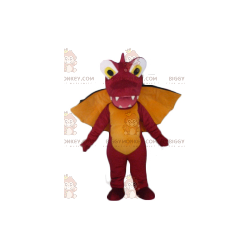 Costume de mascotte BIGGYMONKEY™ de dragon rouge orange et noir