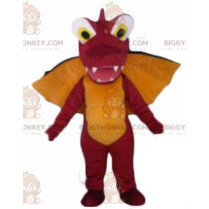 Costume de mascotte BIGGYMONKEY™ de dragon rouge orange et noir