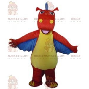 Rot Gelb Blau Dinosaurier Drache BIGGYMONKEY™ Maskottchen