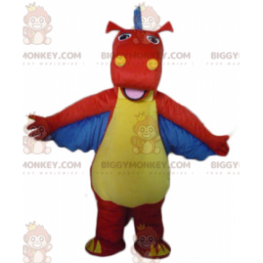 Rød Gul Blå Dinosaur Drage BIGGYMONKEY™ maskot kostume -
