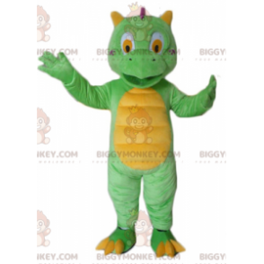 Uroczy i kolorowy kostium maskotki małego zielonego i żółtego smoka BIGGYMONKEY™ - Maskotka smoka - BiggyMonkey.com
