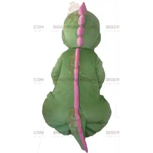 Costume da mascotte BIGGYMONKEY™ dinosauro verde arancione e