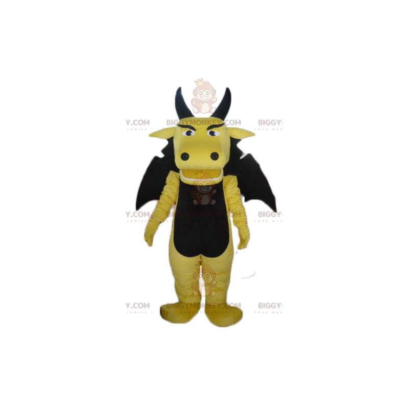 Costume de mascotte BIGGYMONKEY™ de dragon jaune et noir drôle