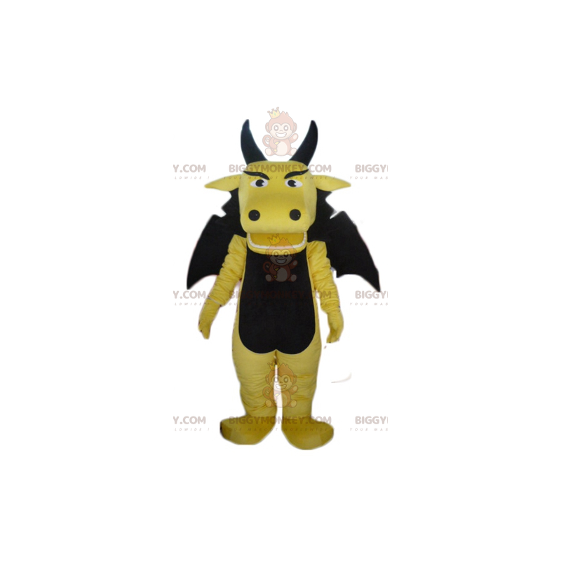 Funny and Awesome Yellow and Black Dragon BIGGYMONKEY™ Mascot Funny and Awesome Yellow and Black Dragon BIGGYMONKEY™ Mascot