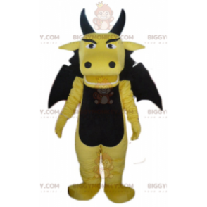 Costume de mascotte BIGGYMONKEY™ de dragon jaune et noir drôle