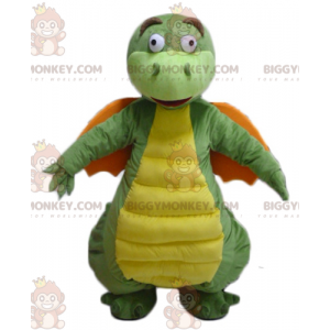 Costume da mascotte BIGGYMONKEY™ drago verde giallo arancione