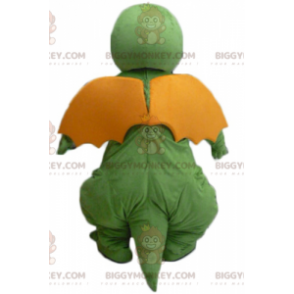 Rolig ser grön gul orange drake BIGGYMONKEY™ maskotdräkt -