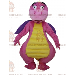 Costume de mascotte BIGGYMONKEY™ de dragon rose violet et jaune