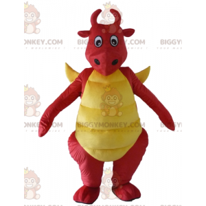 Disfraz de mascota dinosaurio dragón rojo y amarillo