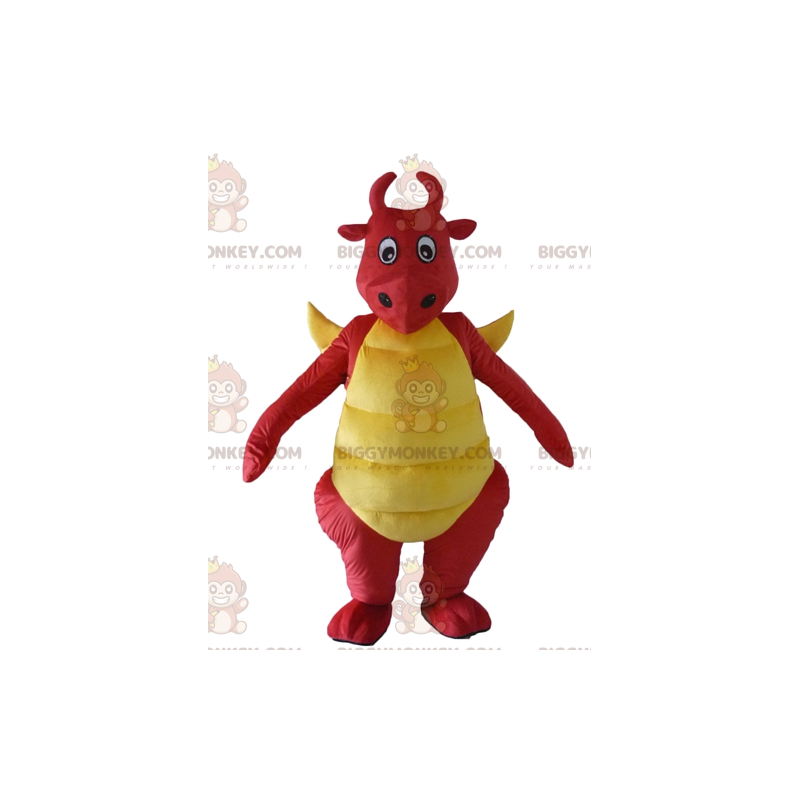 Dinosaur Red and Yellow Dragon BIGGYMONKEY™ Mascot Costume –