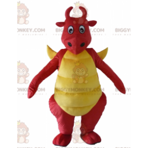 Dinosaurus rode en gele draak BIGGYMONKEY™ mascottekostuum -