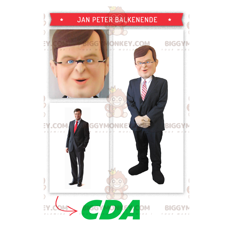 Disfraz de mascota BIGGYMONKEY™ del político holandés Jan Peter