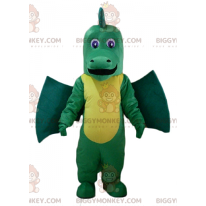 Traje de mascote gigante e impressionante de dragão verde e