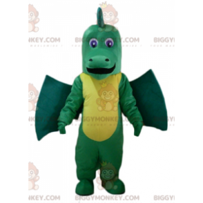 Costume da mascotte gigante e impressionante drago verde e