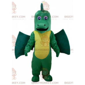 Obří a působivý kostým maskota ze zeleného a žlutého draka BIGGYMONKEY™ - Dračí maskot - BIGGYMONKEY_02818 - BiggyMonkey.com