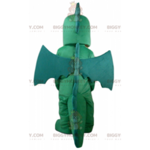 Costume da mascotte gigante e impressionante drago verde e