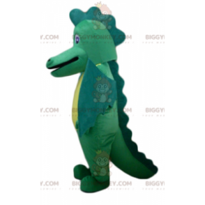 Obří a působivý kostým maskota ze zeleného a žlutého draka BIGGYMONKEY™ - Dračí maskot - BIGGYMONKEY_02818 - BiggyMonkey.com
