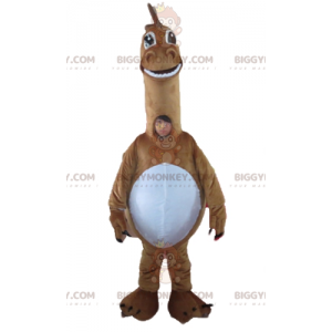Stor gigantisk brun og hvid dinosaur BIGGYMONKEY™ maskotkostume