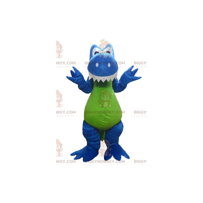 Disfraz de mascota BIGGYMONKEY™ de dinosaurio dragón azul Disfraz de mascota BIGGYMONKEY™ de dinosaurio dragón azul