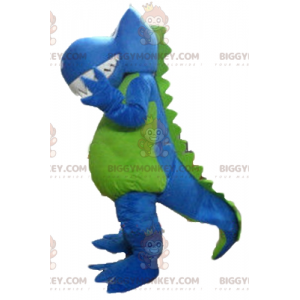Blå Hvid Grøn Drage Dinosaur BIGGYMONKEY™ maskot kostume -