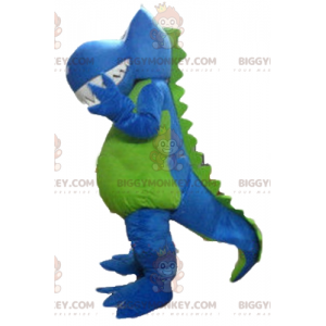 Blå Vit Grön Drake Dinosaur BIGGYMONKEY™ Maskotdräkt -