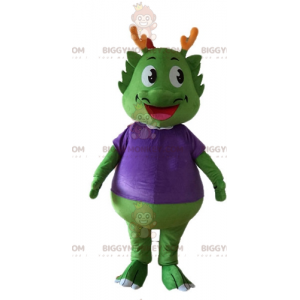 Disfraz de mascota BIGGYMONKEY™ Dinosaurio verde vestido de