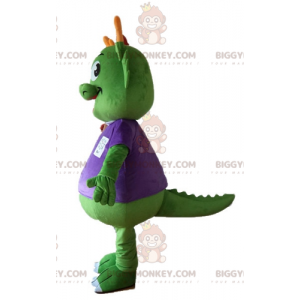 BIGGYMONKEY™ maskotkostume Grøn dinosaur klædt i meget varm