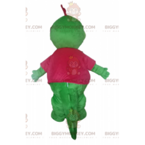 Kostium maskotki BIGGYMONKEY™ Zielony smok dinozaura z różowym grzebieniem - Maskotka smoka - BiggyMonkey.com