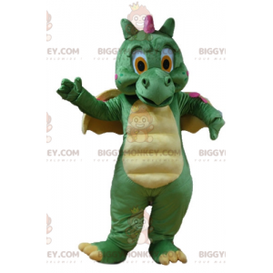 Simpatico costume da mascotte drago colorato verde giallo e