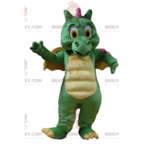 Søt fargerik grønn gul og rosa drage BIGGYMONKEY™ maskotkostyme - Dragon maskot - BIGGYMONKEY_02826 - BiggyMonkey.com