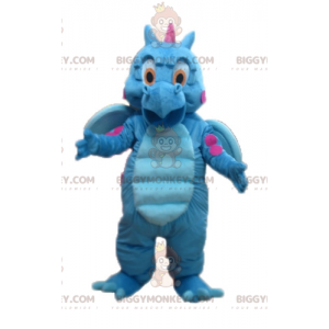 Costume de mascotte BIGGYMONKEY™ de dragon bleu et rose mignon