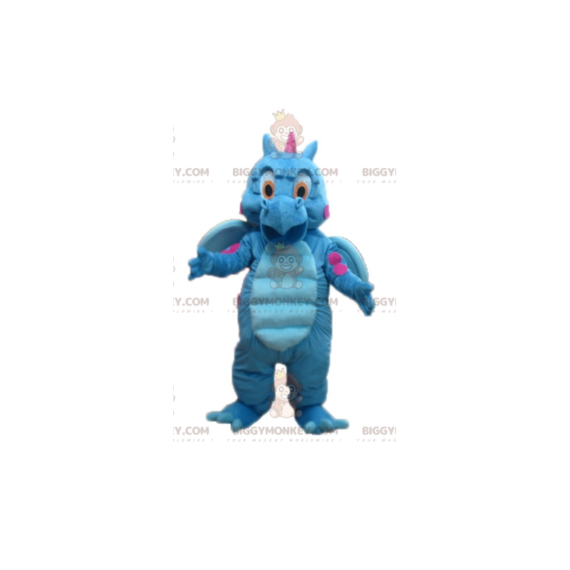 Bonito y colorido disfraz de mascota Dragón azul y rosa