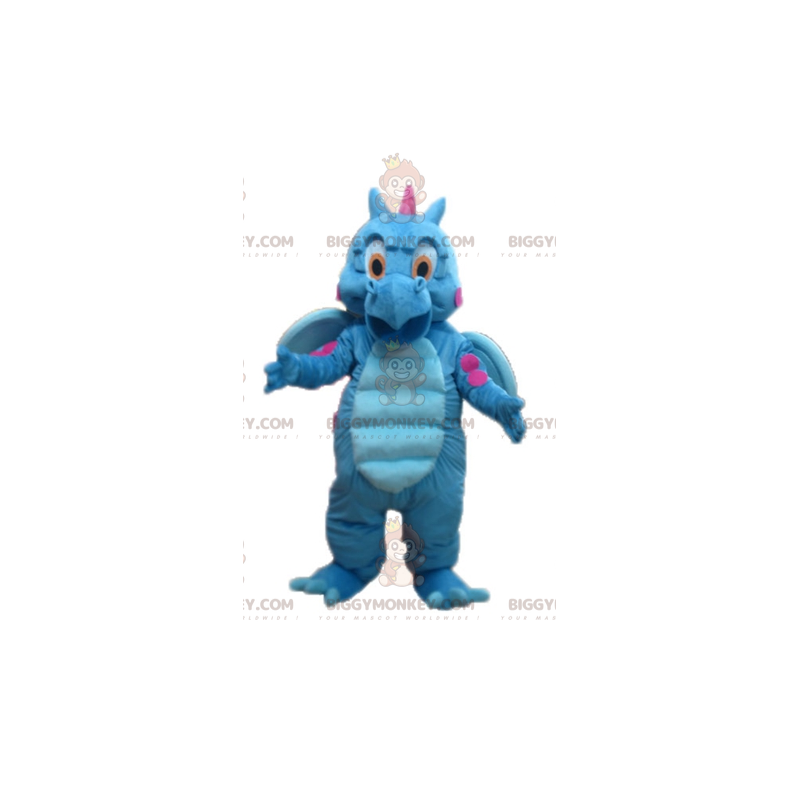 Costume de mascotte BIGGYMONKEY™ de dragon bleu et rose mignon