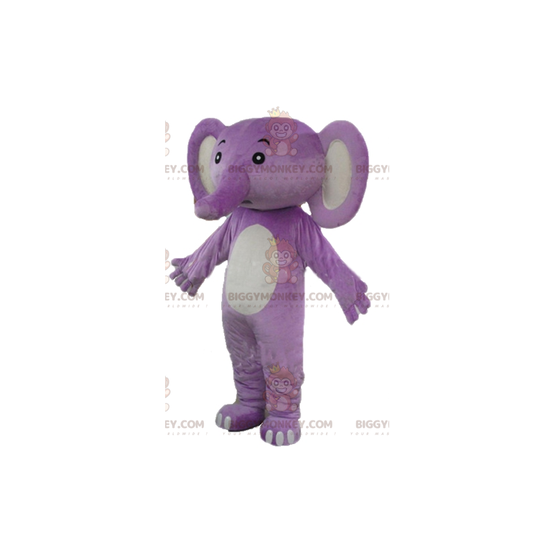 Lila und weißer Elefant BIGGYMONKEY™ Maskottchenkostüm - Lila und weißer Elefant BIGGYMONKEY™ Maskottchenkostüm -