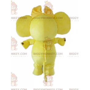 Costume de mascotte BIGGYMONKEY™ d'éléphant jaune et blanc avec