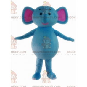 Söpö ja värikäs sininen ja vaaleanpunainen norsu BIGGYMONKEY™ maskottiasu - Elefantti-maskotit - BiggyMonkey.com
