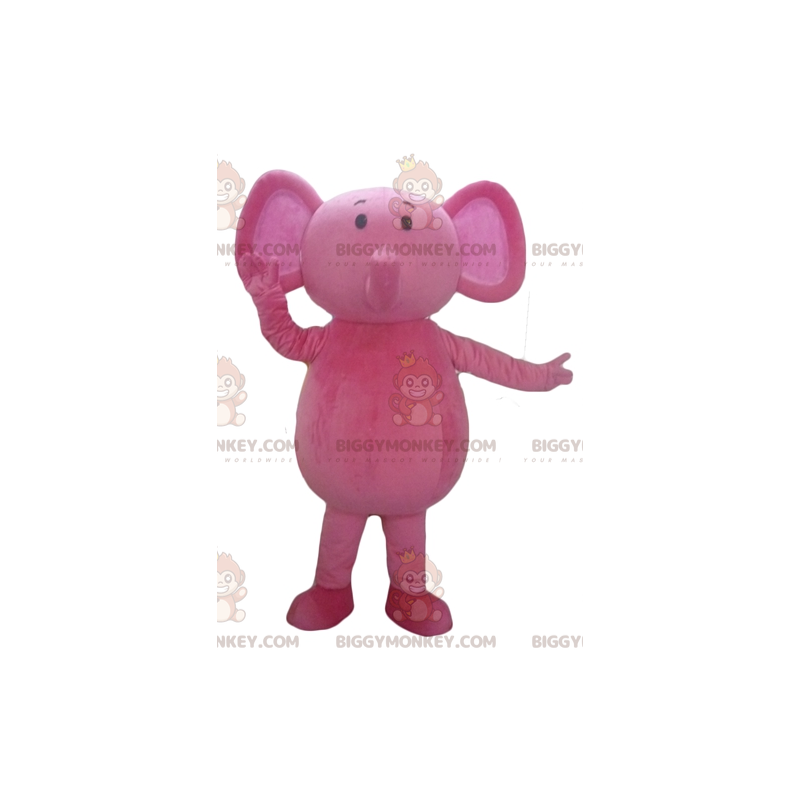 Disfraz de mascota BIGGYMONKEY™ de elefante rosa completamente Disfraz de mascota BIGGYMONKEY™ de elefante rosa completamente