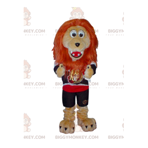 BIGGYMONKEY™ maskotkostume af beige løve med orange manke -